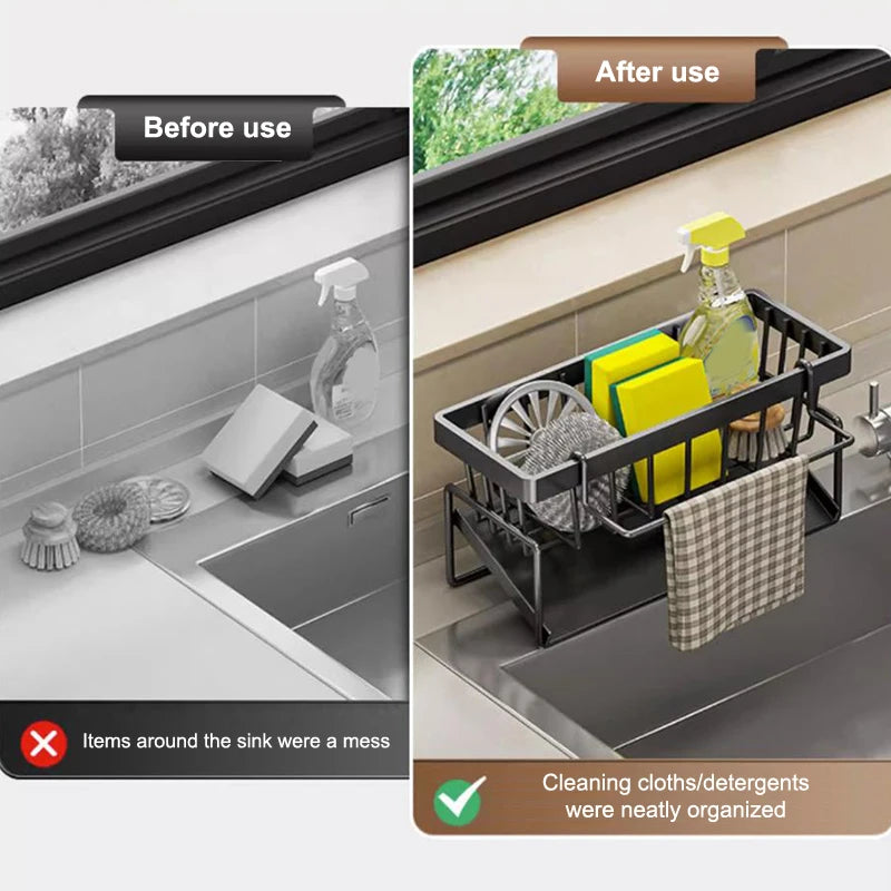 M-1Pc Sponge Drainer Rack Stainless Steel Kitchen Organizer Bathroom Sink Rack Soap Holder Drainage Storage Caddy