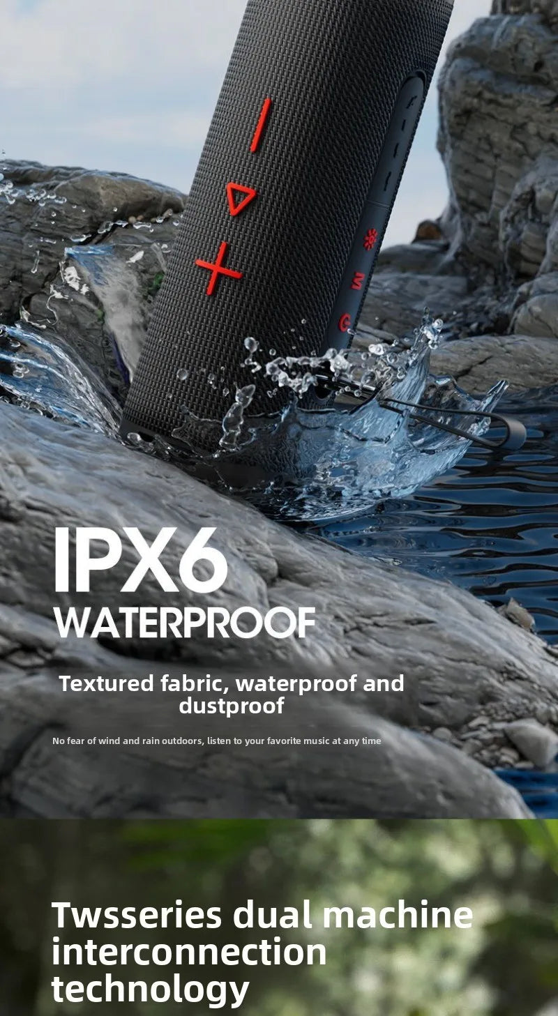 MW Audio Portable Bluetooth Speaker RGB Lights Waterproof Dual Drivers Bass Wireless Speaker Bluetooth 5 2