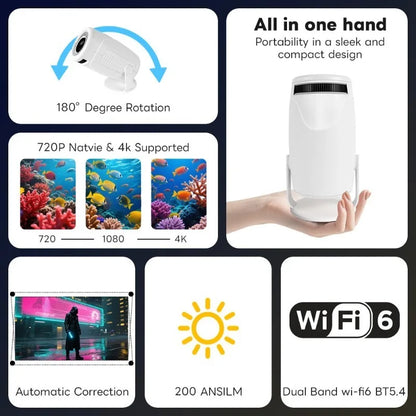 4K Decoding Dual Wi Fi 6 HY900 Projector Newly 290ANSI Allwinner BT5 0 Perfect for Home Cinema Outdoor Entertainment System