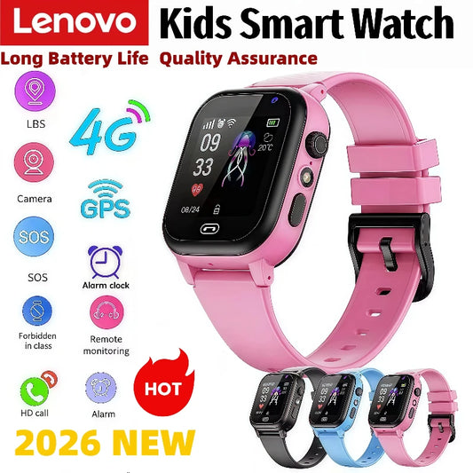 Lenovo Kids Smart Watch SOS Wifi GPS Location Video Call Electronic Watch Card Camera Waterproof School For Boys Girls For Gift