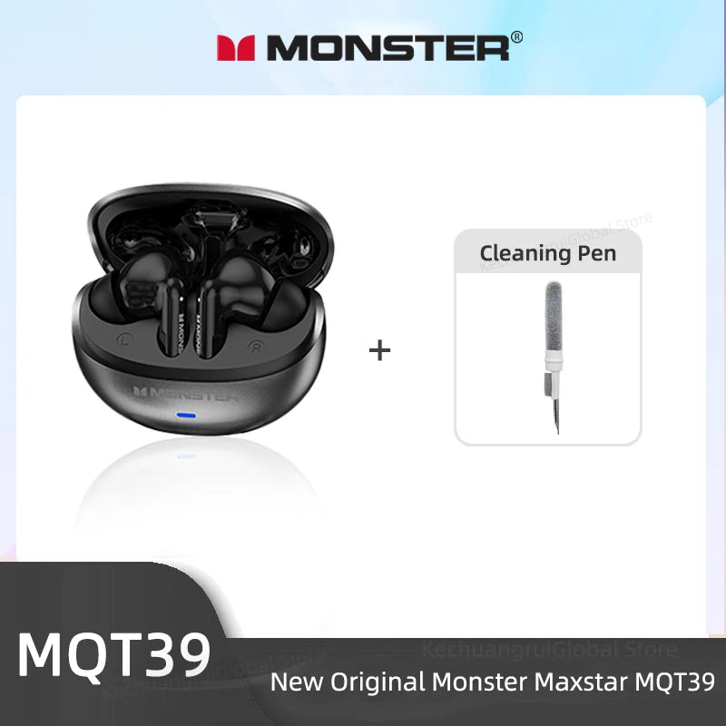 Monster MQT39 Wireless Bluetooth 6.0 Earphones TWS Hifi Stereo Headphones Noise Reduction Gaming Earbuds Sports Headset With Mic