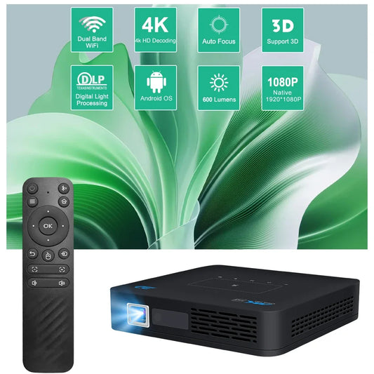 VIVICINE P15 Pro Native 1080P DLP Projector Android 9.0 4K Auto Focus 600ANSI 3D Portable Mini
