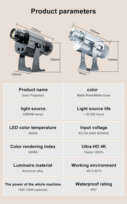 Custom LED Logo GOBO Projector Light  Indoor Outdoor Floor Projector Rotating Logo for Hotel Company Bar Store Business