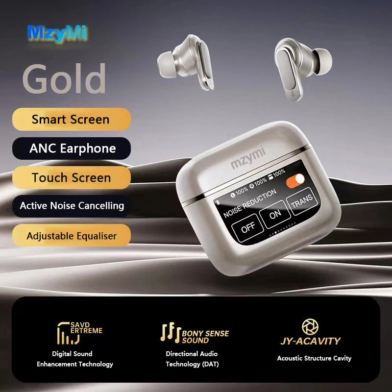 MZYMI Design ANC+ENC TWS V8 In-Ear Headphones Noise Cancelling Wireless Earbuds Gaming Compatible Smart Phones Computers Laptop