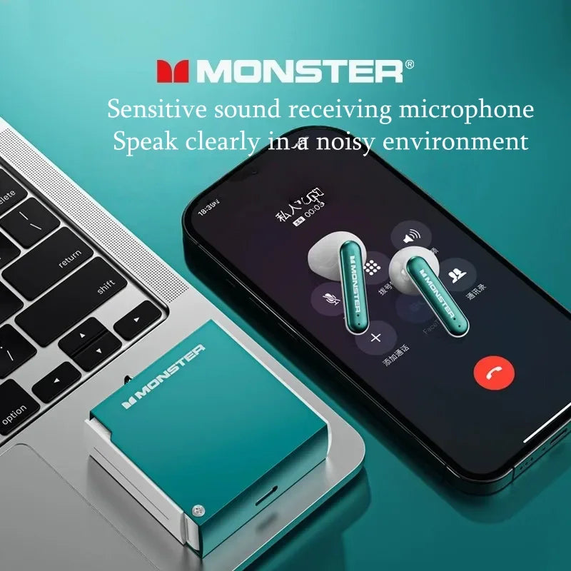 Monster Airmars XKT17 TWS Wireless Earbuds Gaming In-ear Headphones ENC Earphones Auriculares Low Latency Blue Tooth Headset