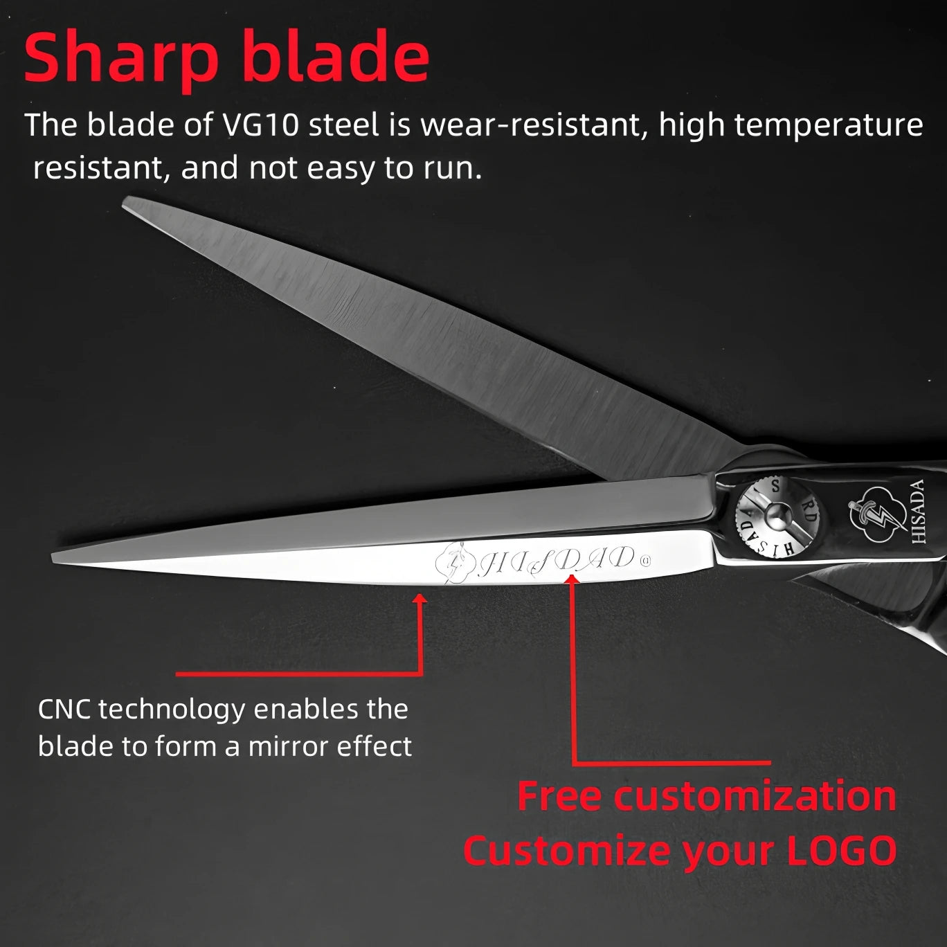 HISADA Hairdressing scissors 6 inch yellow High-end scissors VG10 Material is sharp and wear-resistant scissors tool