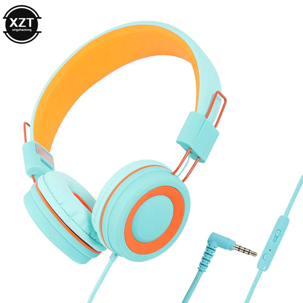 Kids Bluetooth Headphones 3.5mm Audio Jack Wired Earphone Foldable Stereo Headset With Mic for Girls Boys Gift Online Learning