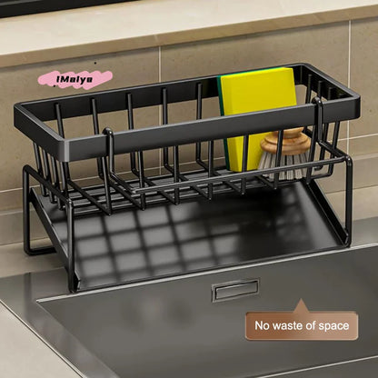 M-1Pc Sponge Drainer Rack Stainless Steel Kitchen Organizer Bathroom Sink Rack Soap Holder Drainage Storage Caddy
