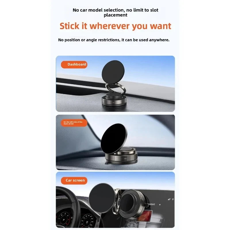 Vacuum Magnetic Phone Bracket 360 Adjustment Double Side Suction Cup Strong Magnet Suction Foldable Navigation Car Holder