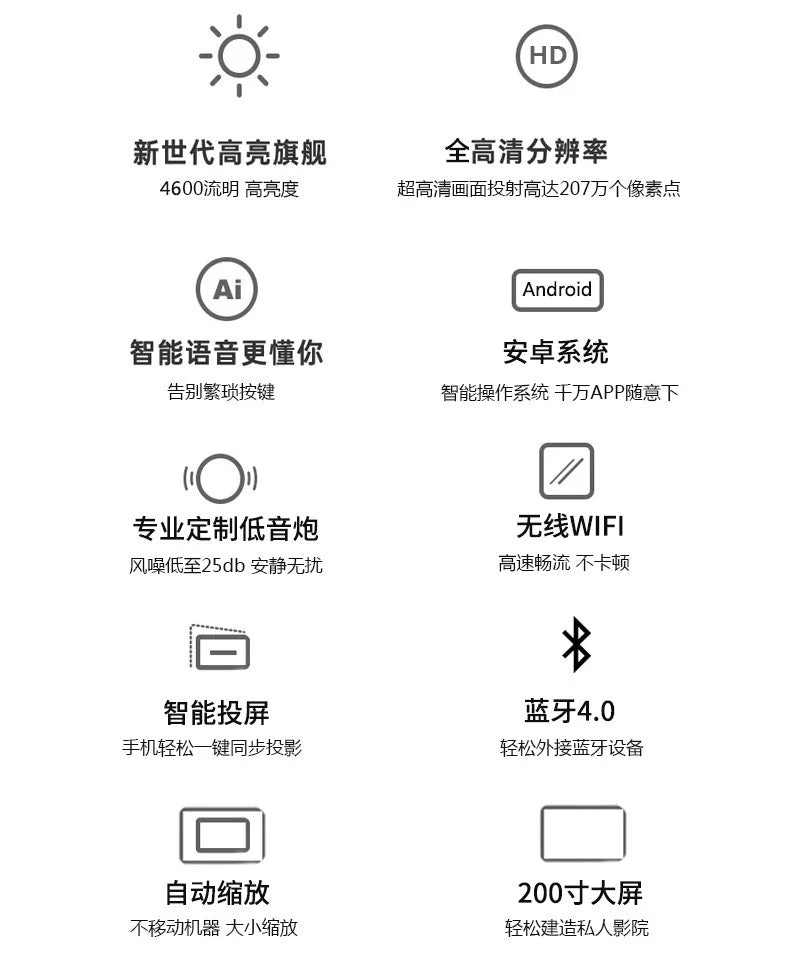 New Ultra HD 4K Home Projector Office Meeting Mobile Wireless Intelligent Portable Mini Projector