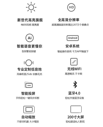 New Ultra HD 4K Home Projector Office Meeting Mobile Wireless Intelligent Portable Mini Projector