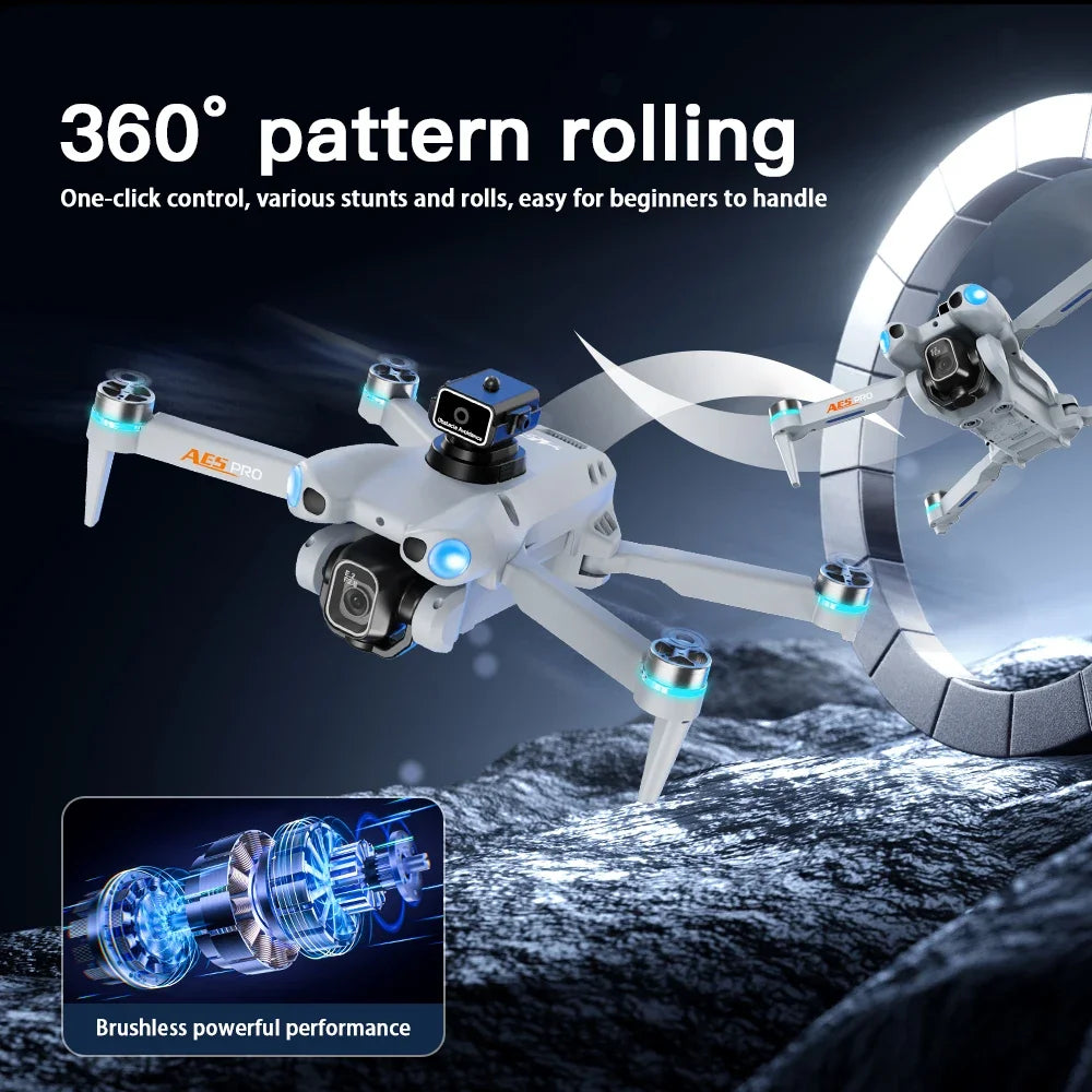 AE5Pro Aerial Drone Foldable Design Infrared Five-sided Obstacle Avoidance 4.3-inch Screen Control Optical Flow Positioning