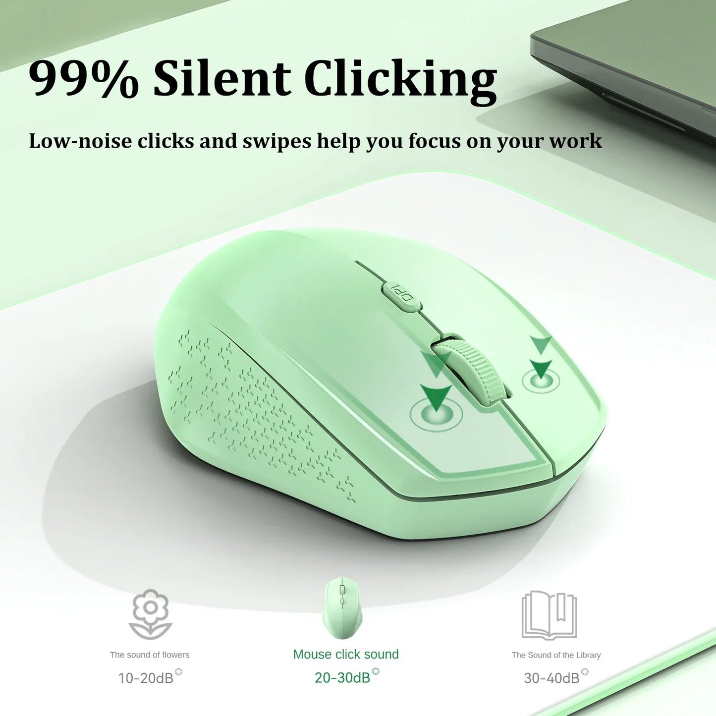 Dual-Mode Bluetooth 5.2 Mouse 2.4G Wireless Mouse Office Silent Mouse Rechargeable Gaming Mouse 1600DPI Mice For Laptop Computer