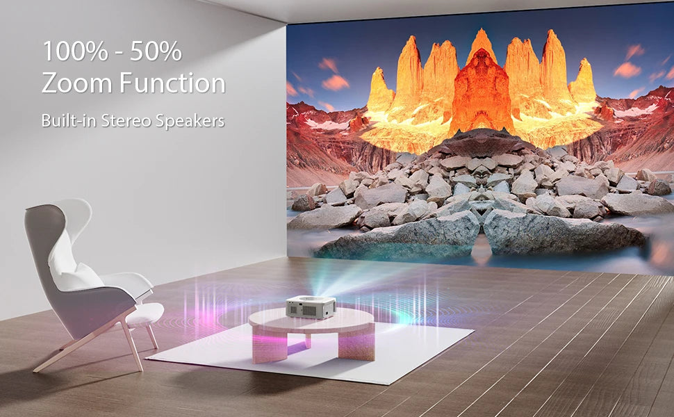 XIWBSY 1000Ansi AutoFocus Projector Bluetooth5.2 Android Projector 4K 8K Decode Video Audio Home Theater Portable Proyector