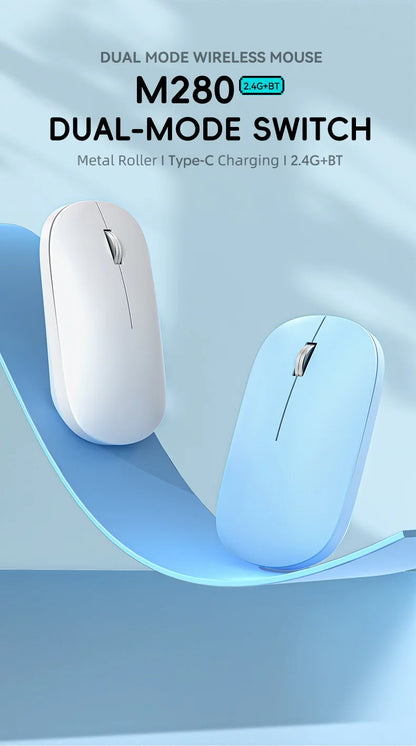 2.4Ghz Bluetooth Wireless Mouse Dual Mode Rechargeable Ergonomic Rechargeable Mice Gaming Mouse for PC/Laptop/Macbook