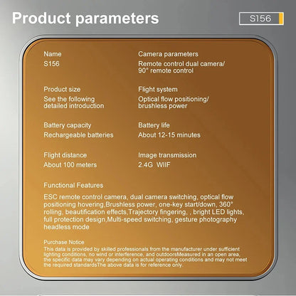 2026 Drone S156 Gps 8k Professional Hd 360° Dual Cameras 5g Wifi Brushless Motors Obstacle Avoidance Fpv Foldable Quadcopter