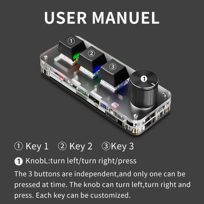 2.4G 3-key Customize Bluetooth Keyboard Macro Knob Copy Paste Shortcut Key E-sports Game Mini Mechanical Hot Plug Mini Keyboard