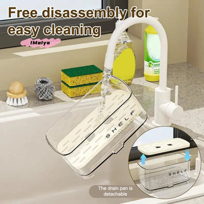 M-1Pc New Rag Rack Kitchen Sink Rack Household Wall-mounted Multi-function Sponge Pool Faucet Storage Artifact With Drain Design