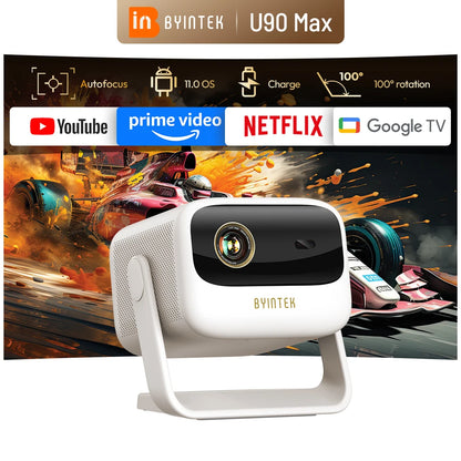 BYINTEK U90 Projector 4K Full HD1080P Cinema Android 11.0 WiFi Mini Portable 1080P Home Theater Video DLP Projector with Battery