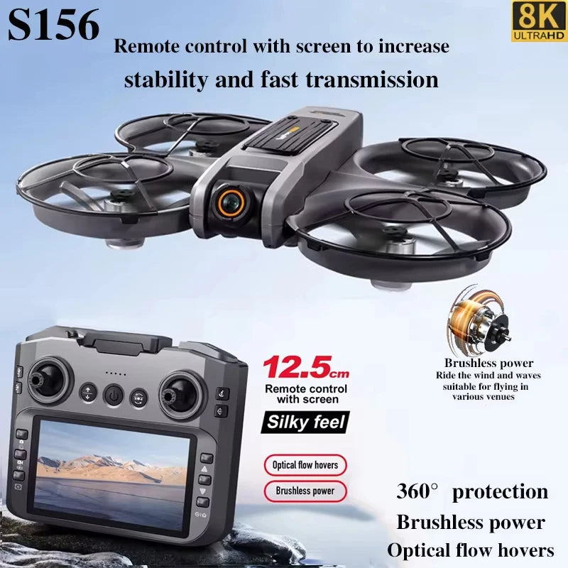 2026 Drone S156 Gps 8k Professional Hd 360° Dual Cameras 5g Wifi Brushless Motors Obstacle Avoidance Fpv Foldable Quadcopter