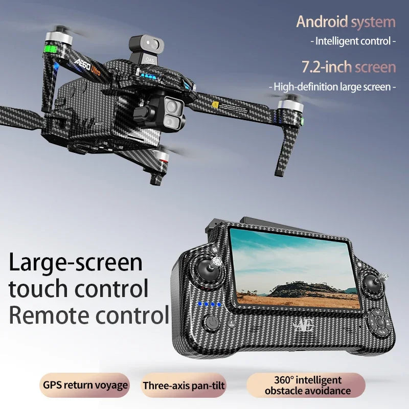 AE60 Can Airdrop Drone With 7.2 inch Screen 3-axis Gimbal Professional 4K HD Camera Laser Obstacle Avoidance Brushless Dron Toy