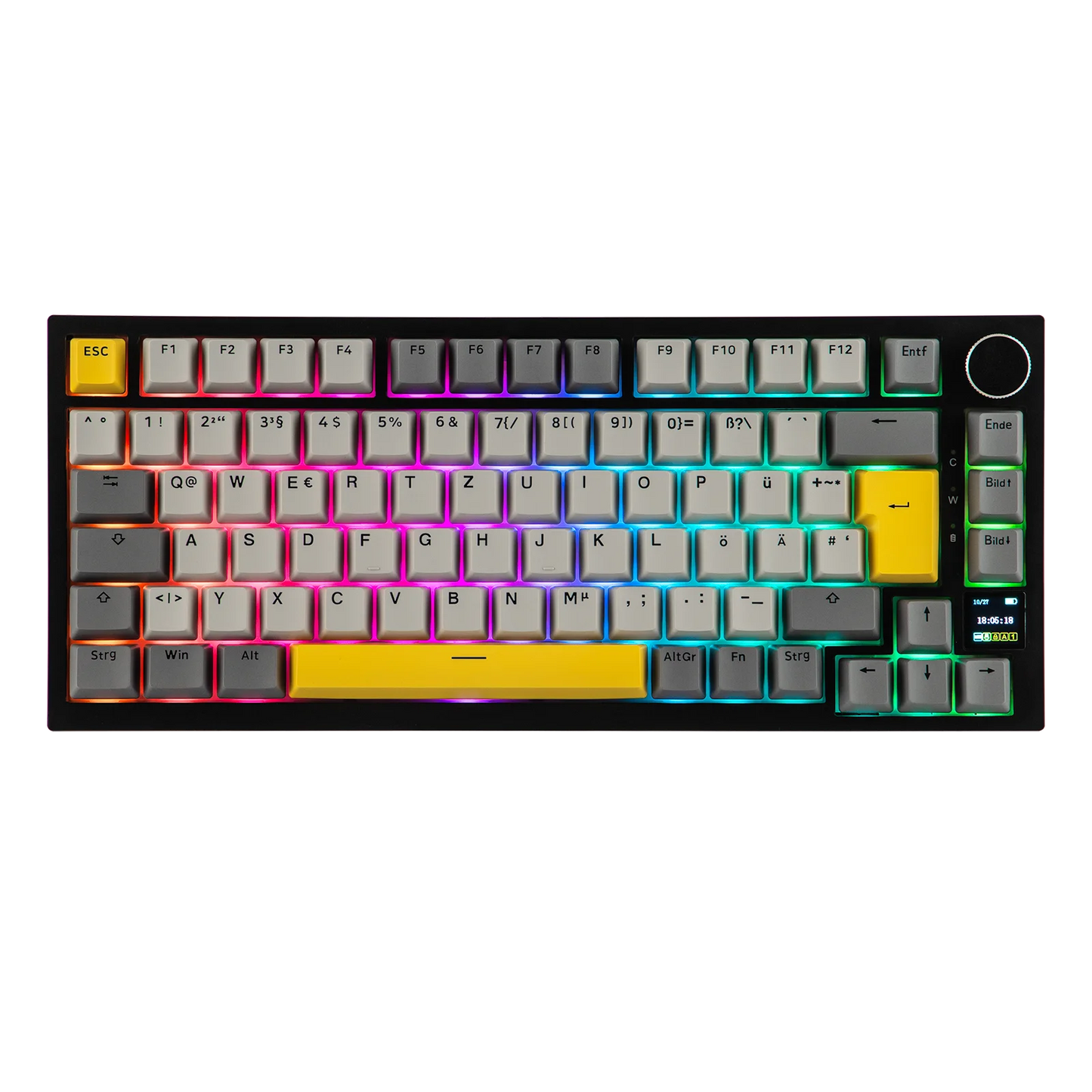 ISO-DE Layout AJAZZ AK820 PRO 75% QWERTZ German Layout Gasket Wired/Bluetooth/2.4G Wireless Mechanical Keyboard for Win/Mac