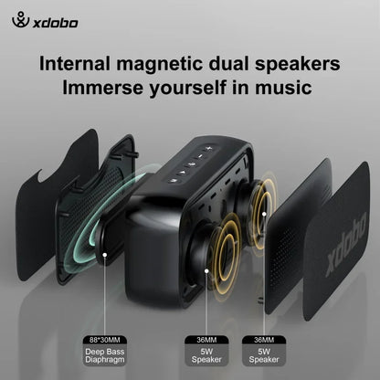 Outdoor portable XDOBO LUXE MiNi Bluetooth speaker with powerful sound effects supporting MP3 music playback/TF/TWS connectivity