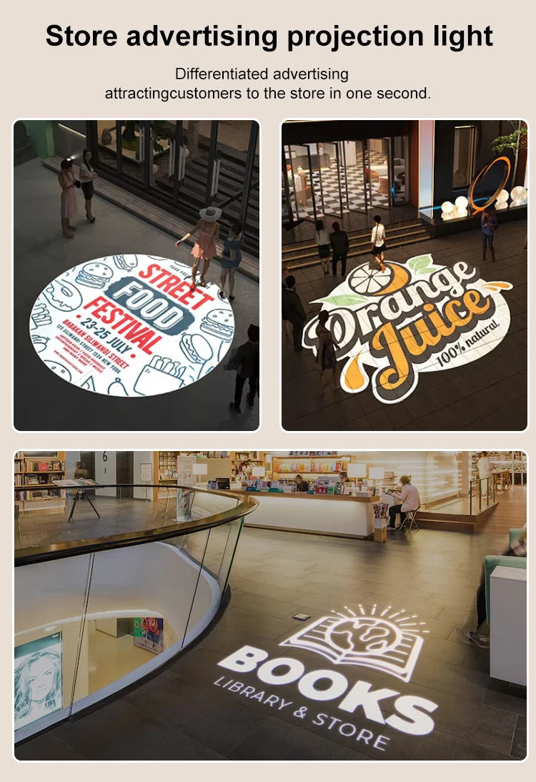 Custom LED Logo GOBO Projector Light  Indoor Outdoor Floor Projector Rotating Logo for Hotel Company Bar Store Business