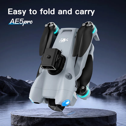 AE5Pro Aerial Drone Foldable Design Infrared Five-sided Obstacle Avoidance 4.3-inch Screen Control Optical Flow Positioning