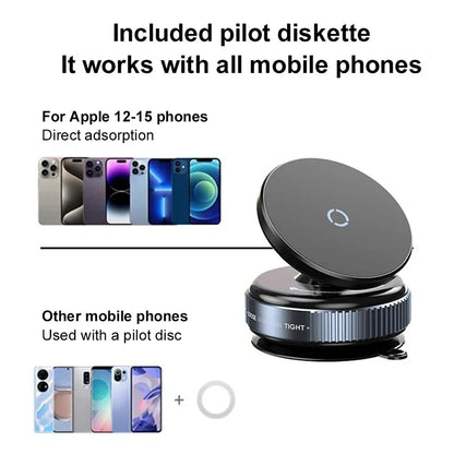 Car Phone Holder Suction Cup Vacuum Magnetic Phone Stand 360° rotatable and Foldable Suction Cup Phone Holder