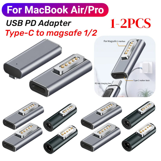 Charging Power Adapter Connector Type C Female PD Adapter for Apple Magsafe 1/2 MacBook Air Pro Magnet Plug Converter