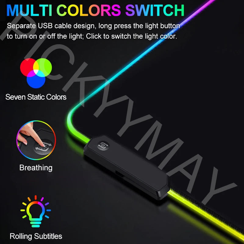 Geometry Large RGB Gamer Mousepad 40x90cm Mouse Mat Gaming Mousepads LED Keyboard Mats Luminous Desk Pads Mouse Pad For PC