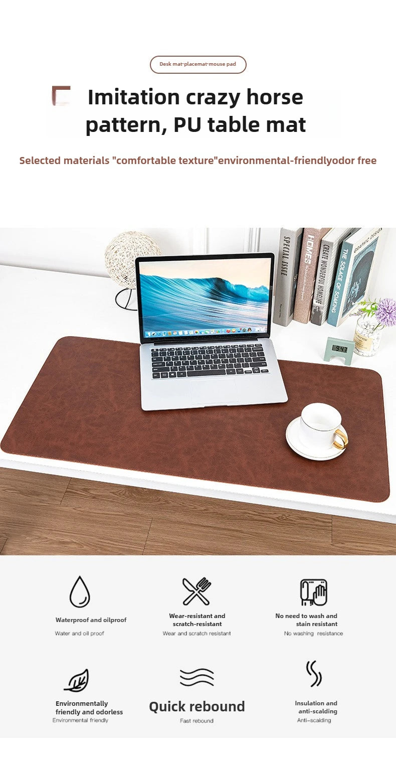 Desk Pad Waterproof PU Mouse Pad Desk Mat Protective Cover Large Mousepad Computer Laptop Non-slip Easy To Clean Keyboard Mats