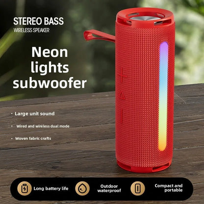 MW Audio Portable Bluetooth Speaker RGB Lights Waterproof Dual Drivers Bass Wireless Speaker Bluetooth 5 2
