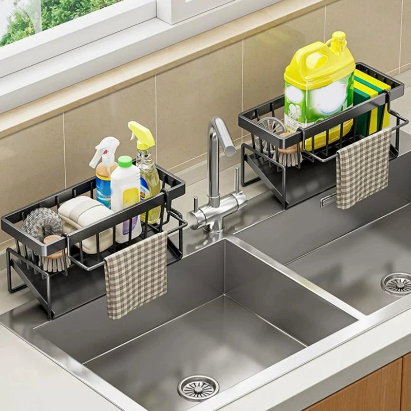 M-1Pc Sponge Drainer Rack Stainless Steel Kitchen Organizer Bathroom Sink Rack Soap Holder Drainage Storage Caddy