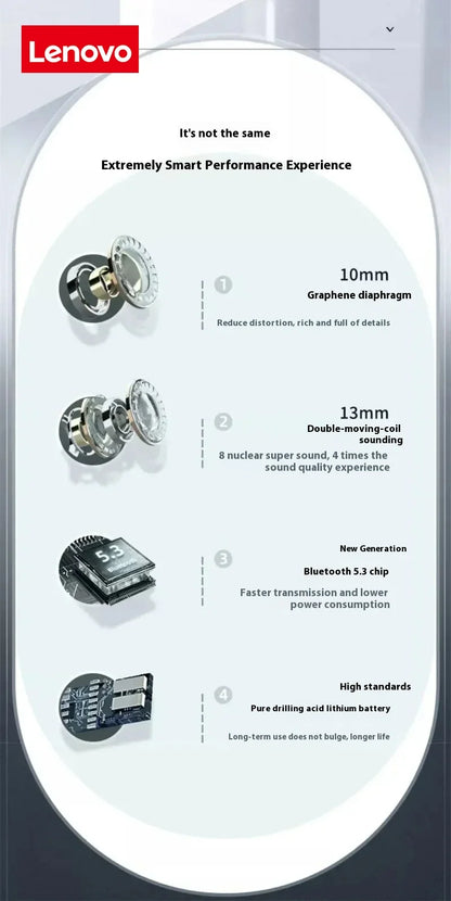 Lenovo Original HiFi Stereo Wireless Earbuds, Stylish Design, TWS Bluetooth Earbuds, Touch Control Sports Earbuds