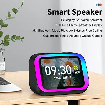 Smart Bluetooth Translator RGB Speaker 18 Languages Real-time Translation AI bluetooth 5.4 speaker with LCD display, game,alarm