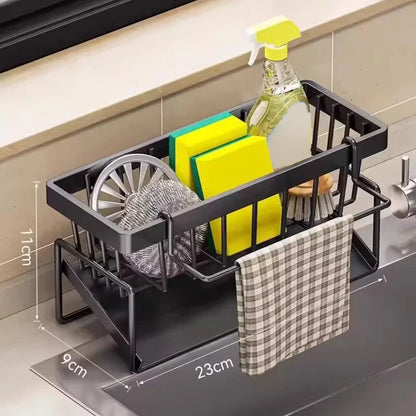 M-1Pc Sponge Drainer Rack Stainless Steel Kitchen Organizer Bathroom Sink Rack Soap Holder Drainage Storage Caddy