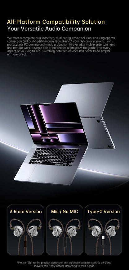 CCA Xyrra Wired Earphones 1DD+1BA Hybrid Driver HiFi Stereo Bass Sound Gaming Headset 2Pin Detachable Cable In Ear Headphones