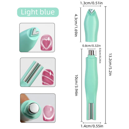 3IN1 Love-Heart&Snake Pattern Cat Eye Nail Magnet Pen French/Water Ripple Cat Eye Strong Magnet Pen DIY Manicure Tool Pen