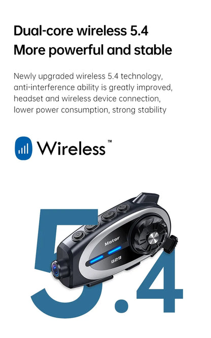 Q29 Motorcycle Helmet Headset Recorder 1080P HD Wireless Communicator Moto Dash Camera Wide-angle Waterproof WiFi Video Recorder