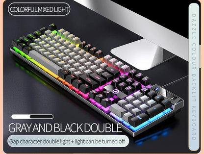 104 Keys Gaming Keyboard Wired Keyboard Color Matching Backlit Mechanical Feel Computer E-sports Peripherals for Desktop Laptop