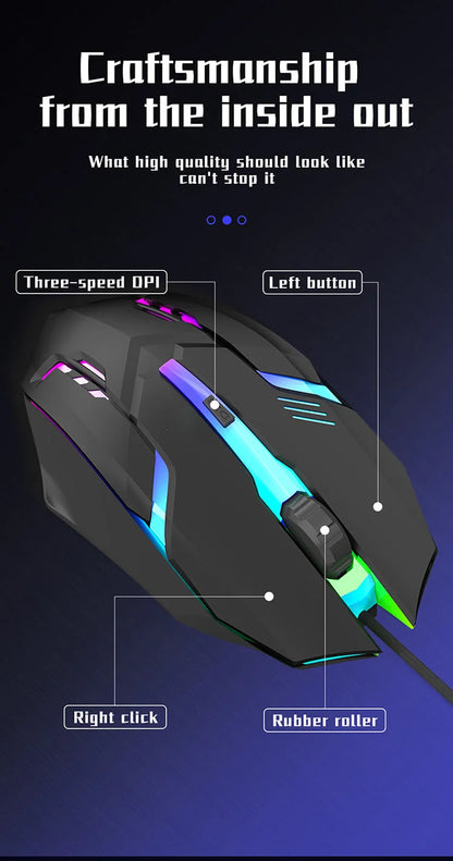 Latest high-quality ergonomic gaming mouse, suitable for desktop and laptop computers, 4-button USB RGB backlit mouse