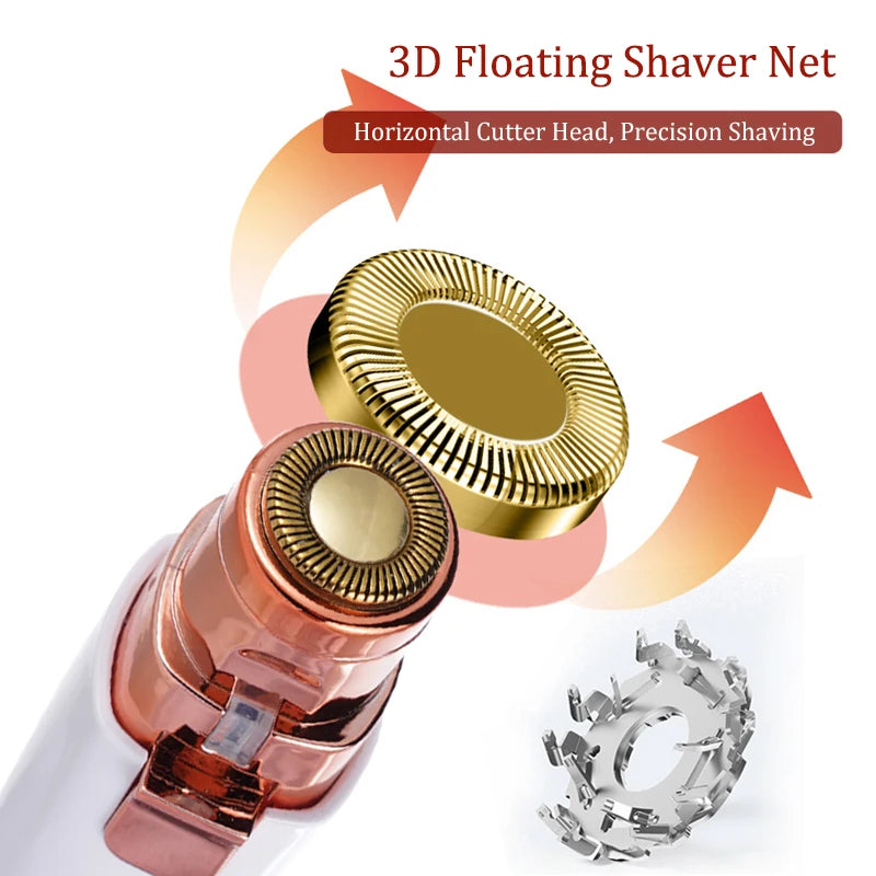 2 IN 1 Rechargeable Epilator Electric Eyebrow Trimmer Female Body Facial Lipstick Shape Hair Removal Mini Painless Razor Shaver