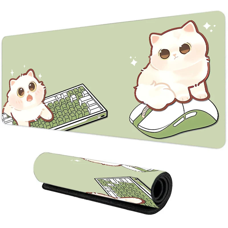 Cute Cat in Lavender Mouse Pad Large Computer Office Game Table Mat XXL Rubber Anti-slip Gaming Keyboard Mousepad Long Desk Pads