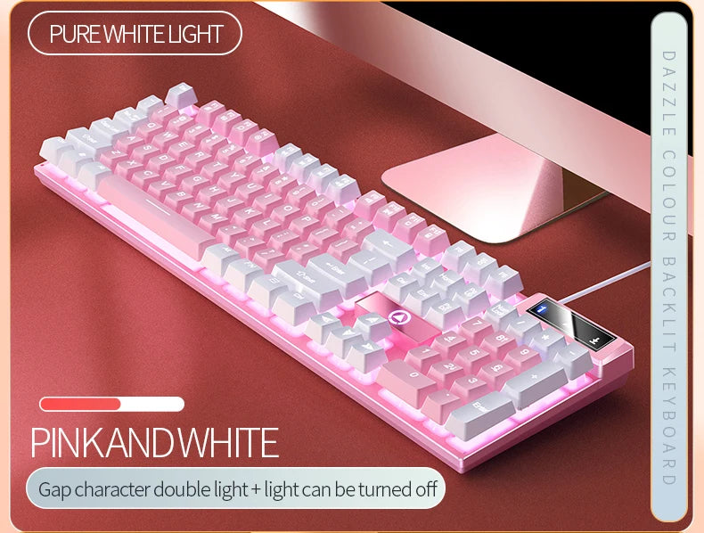 104 Keys Gaming Keyboard Wired Keyboard Color Matching Backlit Mechanical Feel Computer E-sports Peripherals for Desktop Laptop
