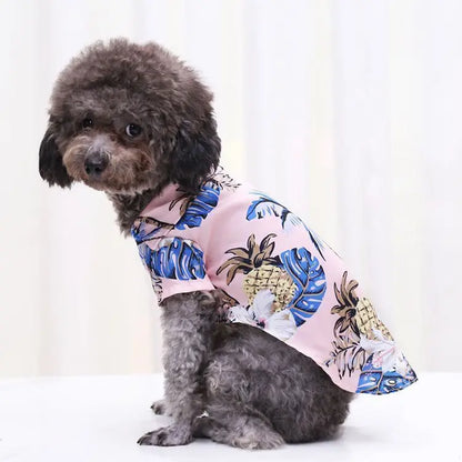 Pet Summer Clothes Hawaiian Holiday Beach Style Shirt Schnauzer Teddy Bear Pomeranian    Cats Travel Clothing Styling