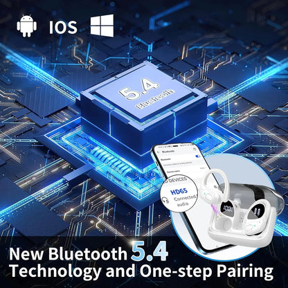 Original GDLYL HD65 Sports Wireless Earphones with Mics, LED Power Display, Hifi Stereo Sound Bluetooth 5.4 TWS HeadphHeadphones