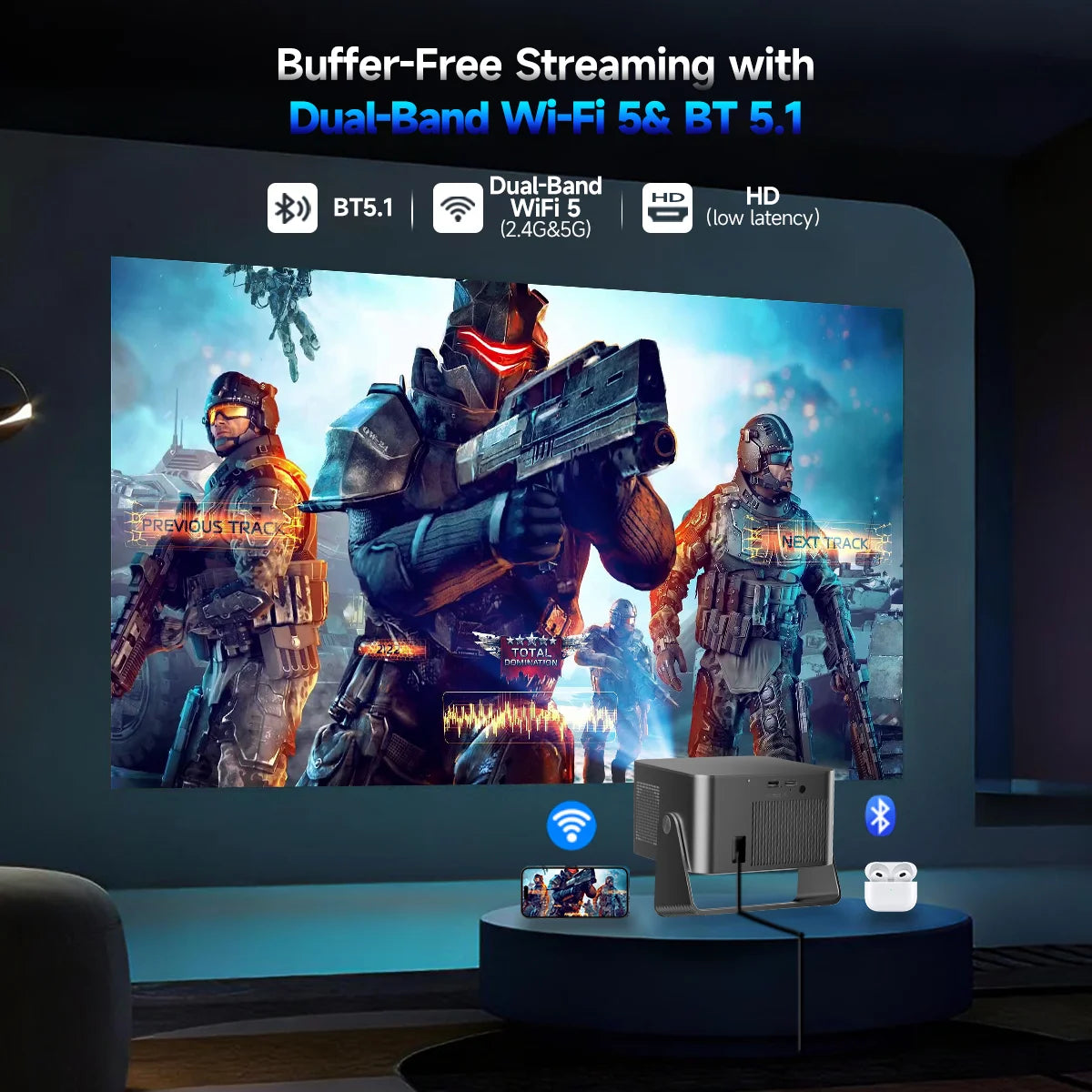 Magcubic HY350GT 900ansi Projector 1080p Native Projector 4K TV Stick Auto Focus Portable Beam Home Theater