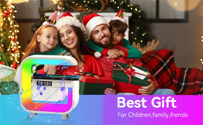 FM TF Bluetooth Speaker Phone Wireless Charger RGB Light for iPhone 16~12 Samsung Xiaomi Fast Charging Home Portable Speakers